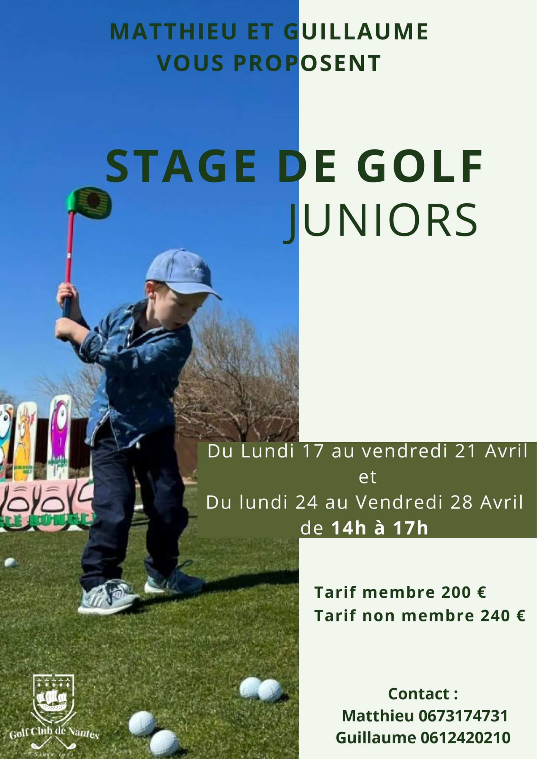 Stage de golf Juniors